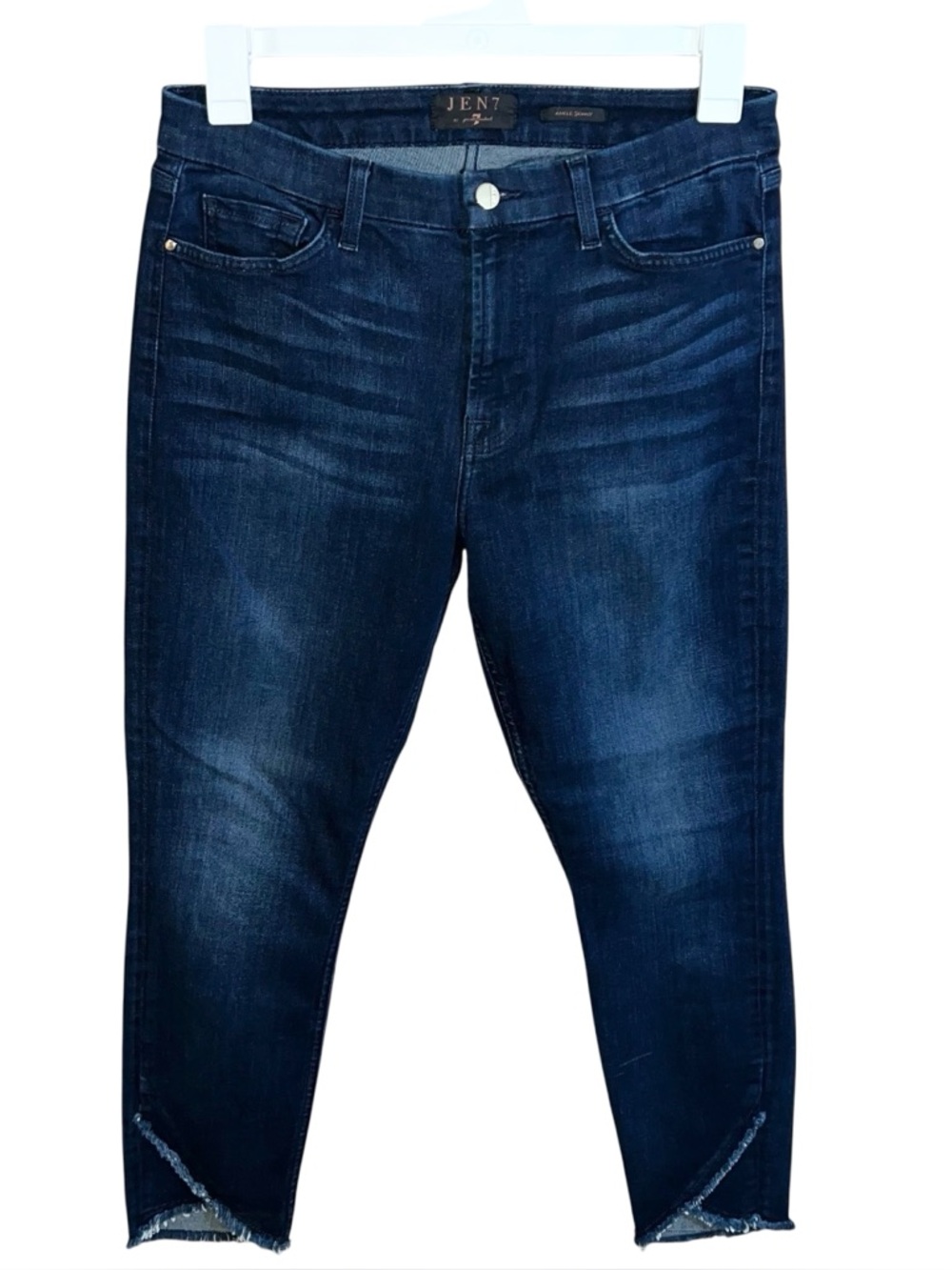 7 For All Mankind Skinny Jeans Women’s 10 Blue Dark Wash Jen7 Ankle 32x27